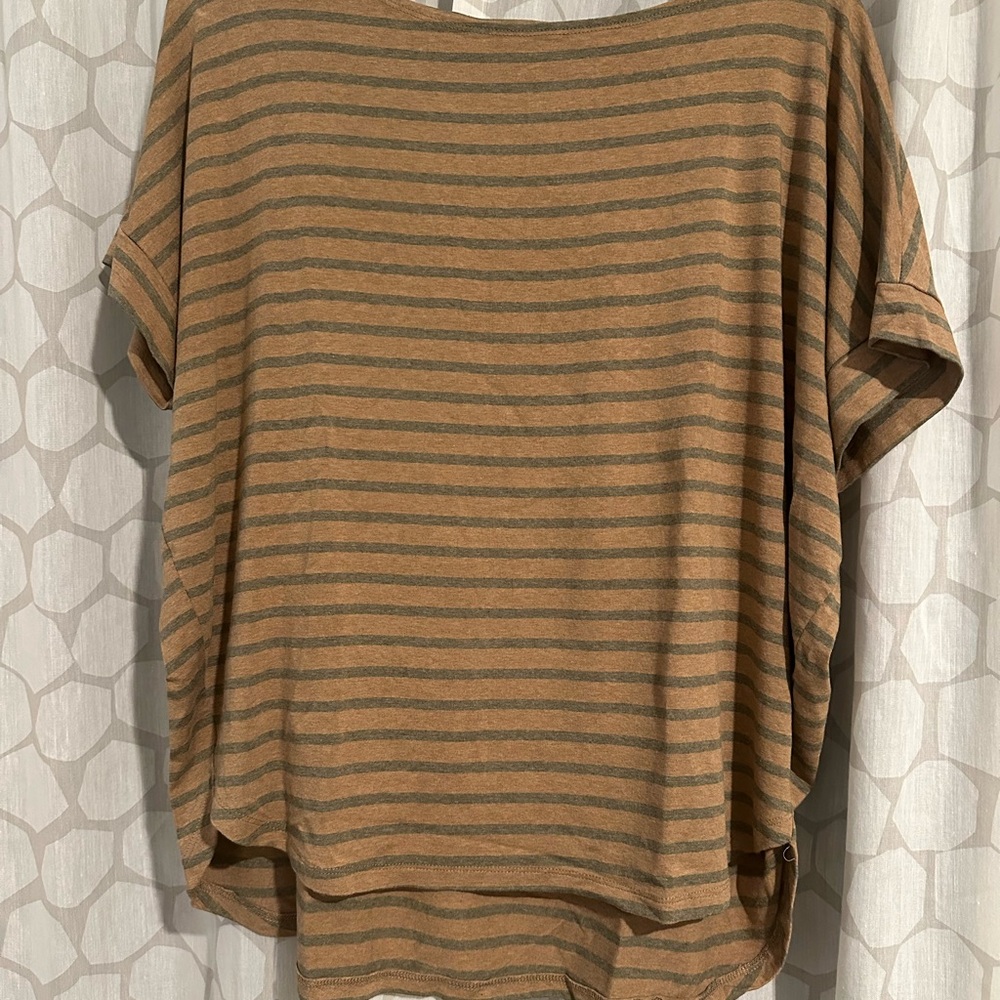 Fighting Eel Relaxed Tan and Brown Striped Tee